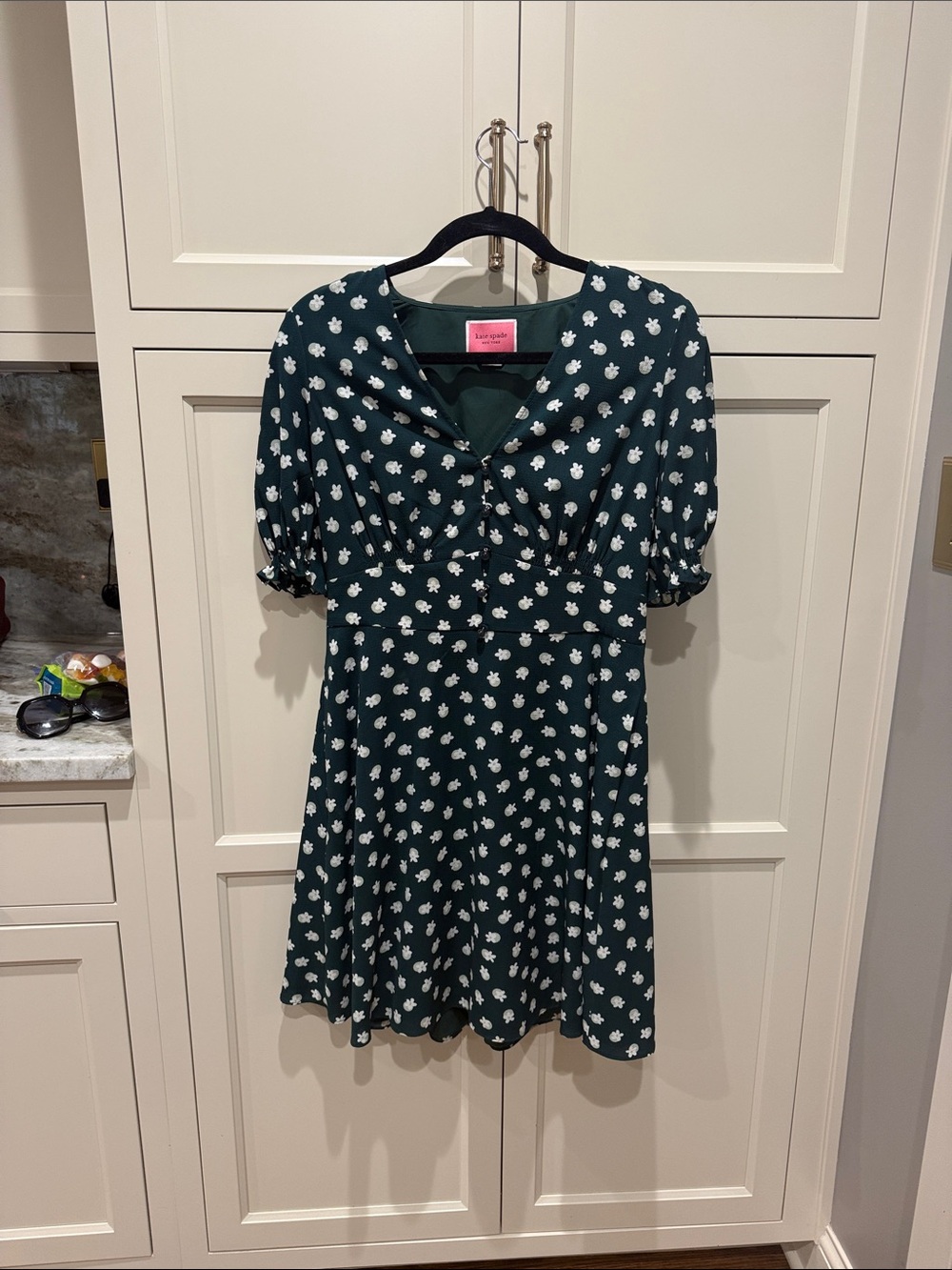 kate spade Dark Green Floral Short Sleeve Fit-and-Flare Dress Size 8 NWOT